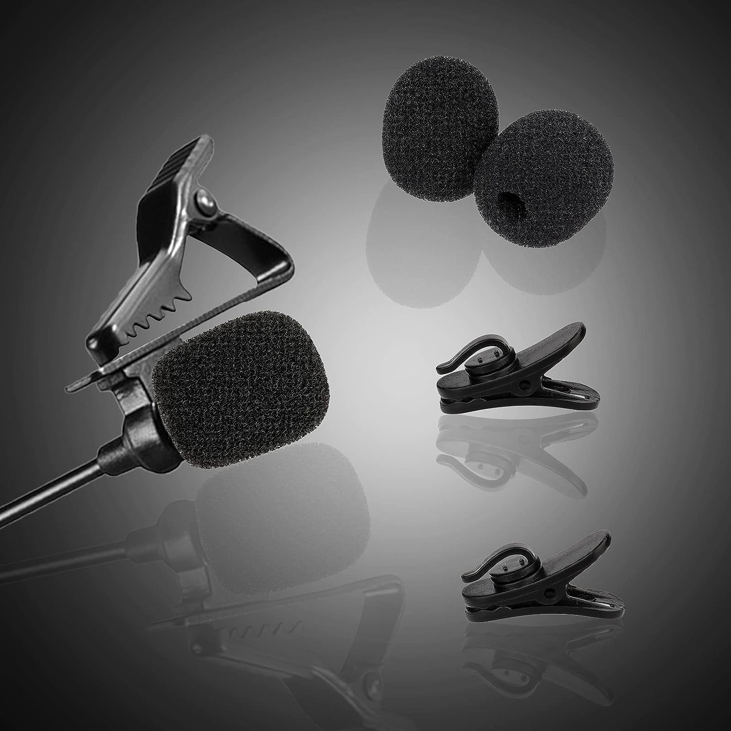 12Pcs Lavalier Microphone Clip Metal Tie Clips with 12Pcs Foam Windscreen Cover, Lapel Microphone Replacement Kit, Shirt Clip, Metal Lapel Mic Clips Sponge Cover Kit Mental Lavalier Microphon image number 2