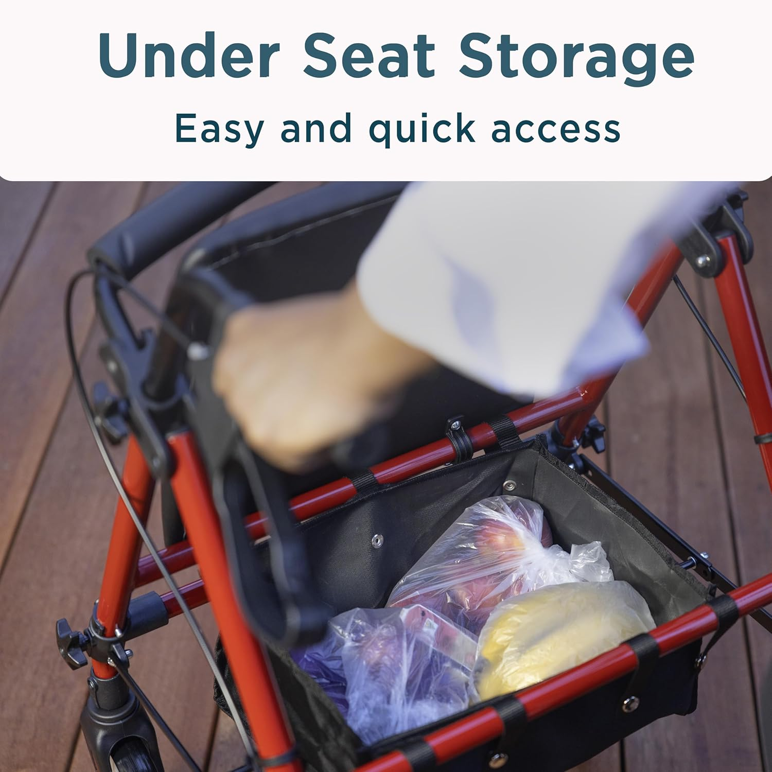 Australia Rollator| Classic 4 Wheel Walkers with Seat and Brakes for Seniors, Rollator Walker with Seat, Backrest, Basket, Large Wheels- Easy Folding Senior Walker Lightweight Mobility Walking Aid, Support up to 136 Kg R3 BL (RED)