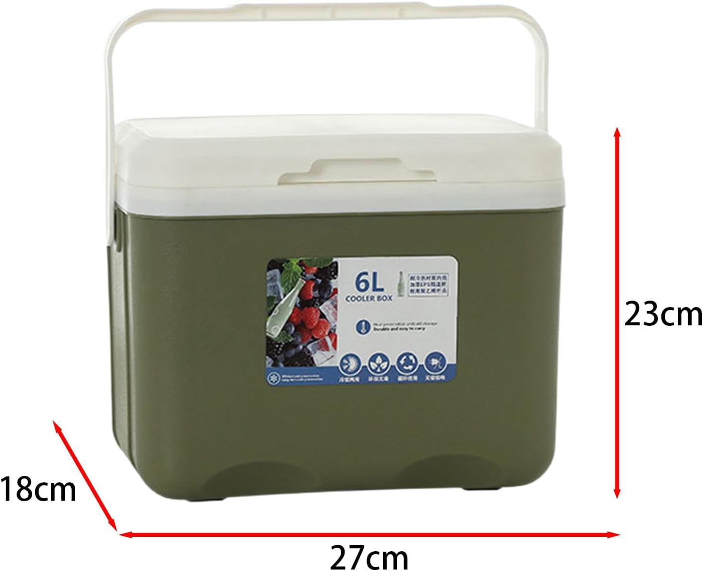 Cooler Box Insulated Box Cold Storage Portable 6L Ice Chest Small Hard Ice Box for Fishing Boat Sport Drink Picnic Barbecue