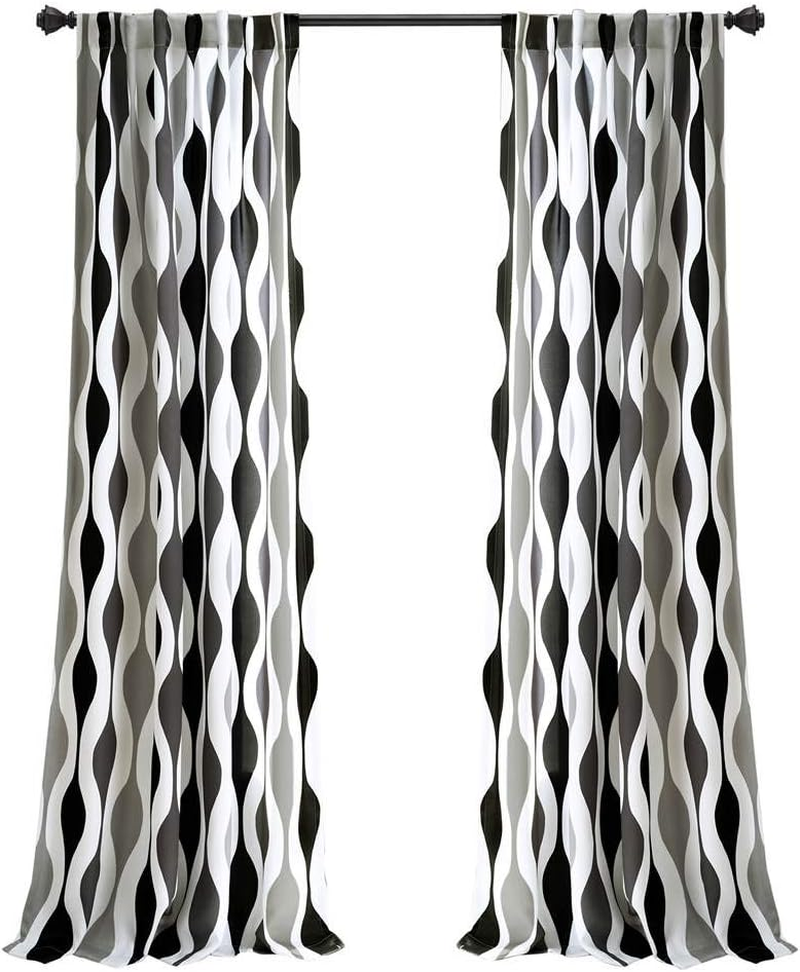 Lush Decor Rosalie Light Filtering Window Curtain Panel Set- Pair- Vintage Farmhouse & French Country Style Curtains - Timeless Dreamy Drape - Romantic Lace Trim - 54" W X 84" L, Blue