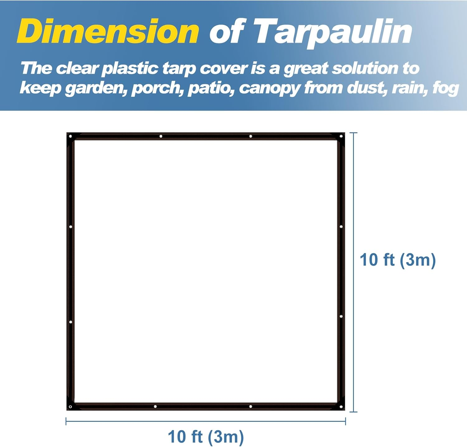 UCINNOVATE Clear Tarp 10X10 FT Waterproof Tarp Cover with Grommets Every 20 Inches, Heavy Duty Clear Plastic Sheeting Tarp for Patio Greenhouse Deck Porch Enclosure Chicken Coop Window Winter Blocking image number 4