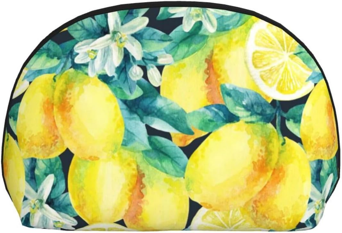 Cozimangoe Coin Pouch Makeup Bags Set, 2 Piece Shell Shape Cosmetic Bag with Pockets for Daily Travel Handbag Lipstick Keys Toiletry, Personalized Fresh Fruit Yellow Lemon Limes image number 6