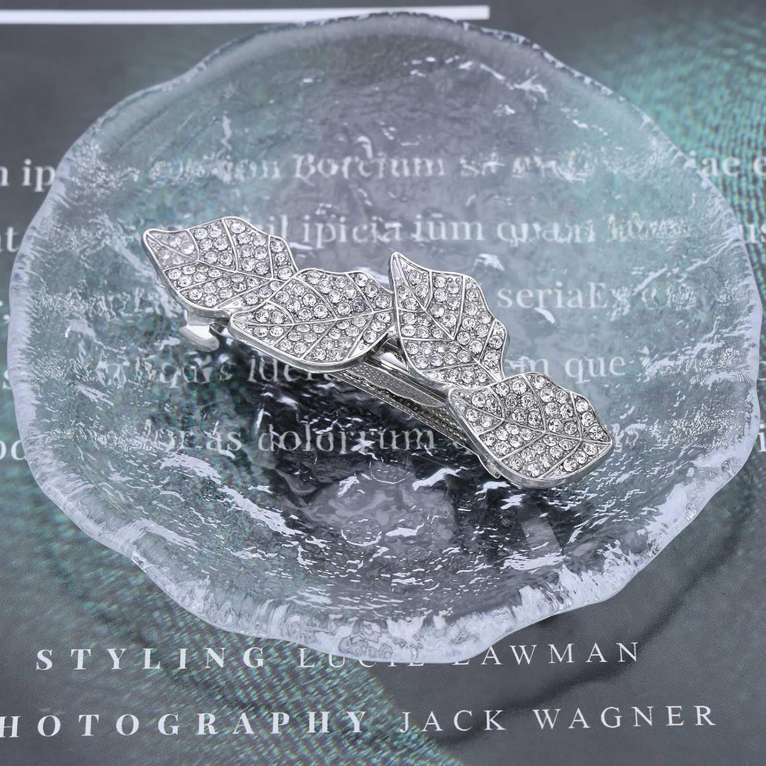 Wendalern Boho Rhinestone Leaf Hair Clip Crystal Leaf Cluster Hair Pin Barrette Silver Leaves Non-Slip Metal Geometric Hair Clips Wedding Headpiece Hair Styling Accessories for Women image number 5