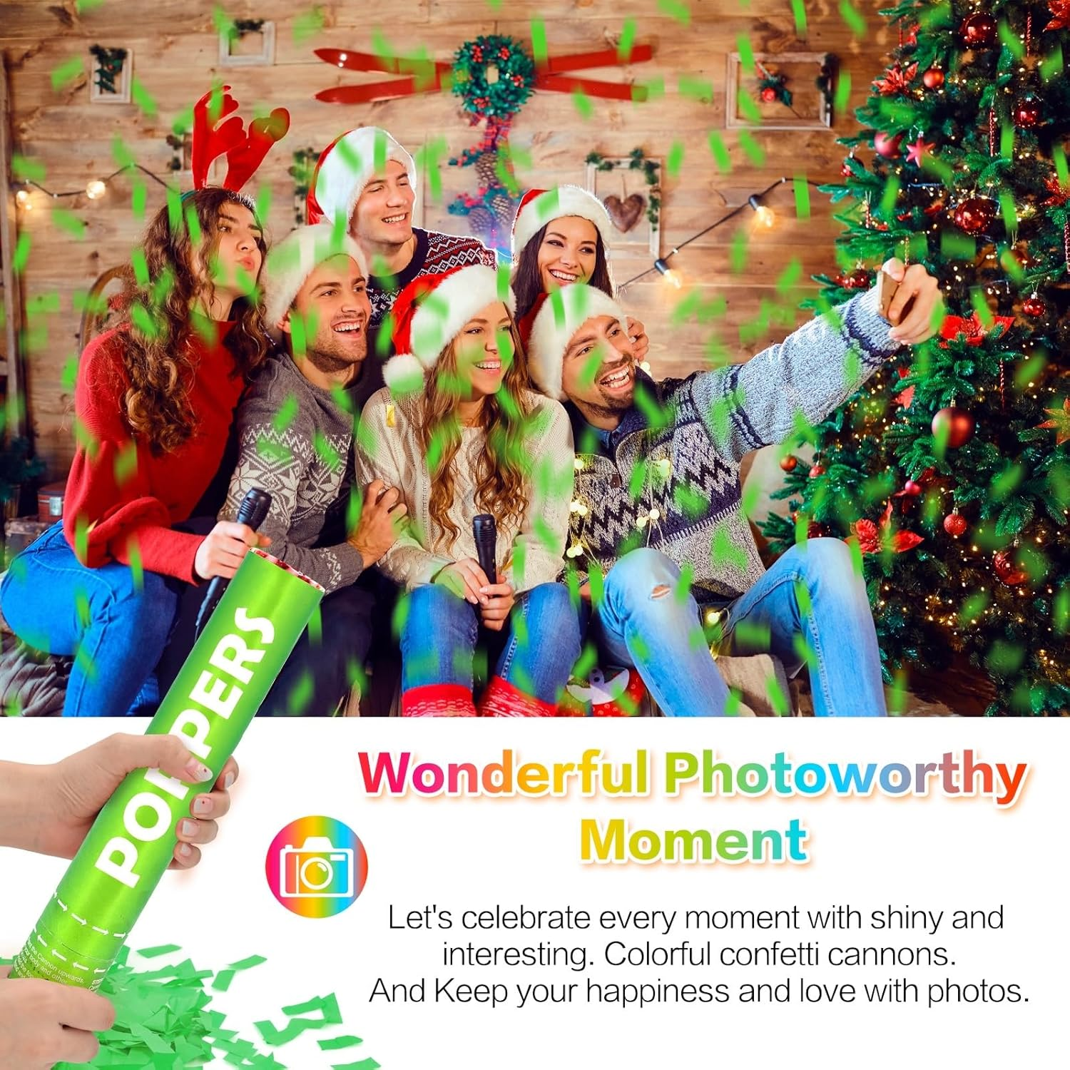 Confetti Cannon 12Pack Green Party Popper Shooters 12 Inch Confftti Poppers for Wedding Birthday Graduation Baby Shower Party Celebrations Supply Launches 20-25Ft - 12 Pack Blue image number 5