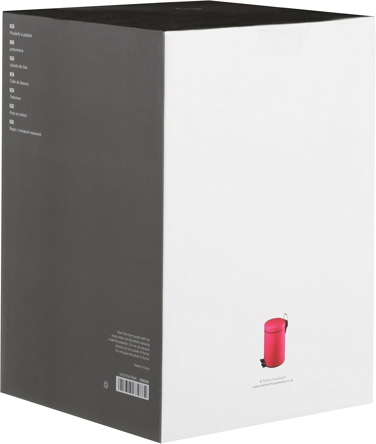 Premier Housewares 506420 Pedal Bin Hot Pink Kitchen Bin Stainless Steel Bathroom Bin Pedal Push Kitchen Bins Recycling Bins 3 L H26 X W17 X D23Cm image number 1