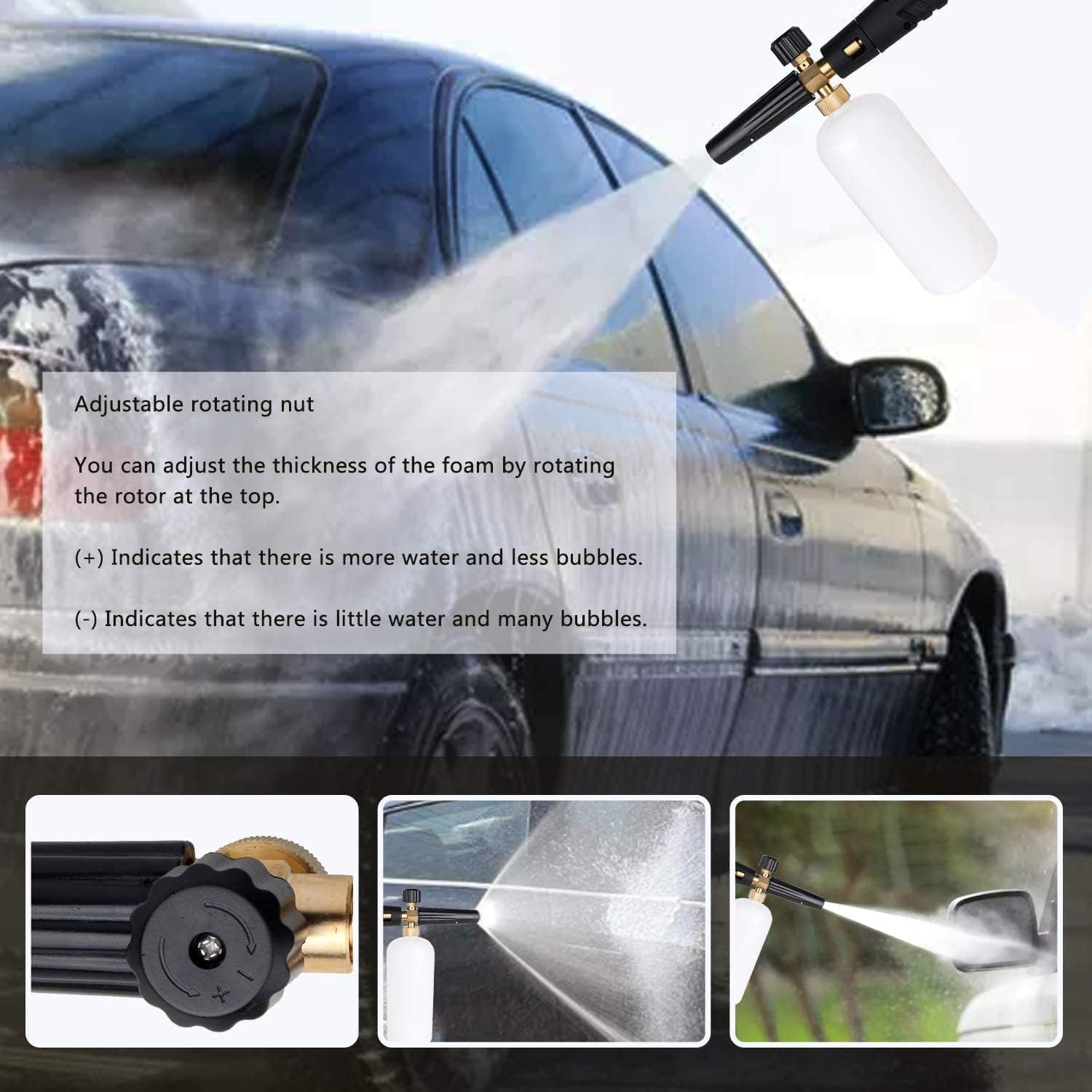 Snow Foam Lance Pressure Washer Foam Gun for Bosch/Aquatak/Black Ryobi/Decker/Neo/Norse Foam Maker Jet Foamer Soap Dispenser Nozzle Adjustable 1L Bottle image number 5