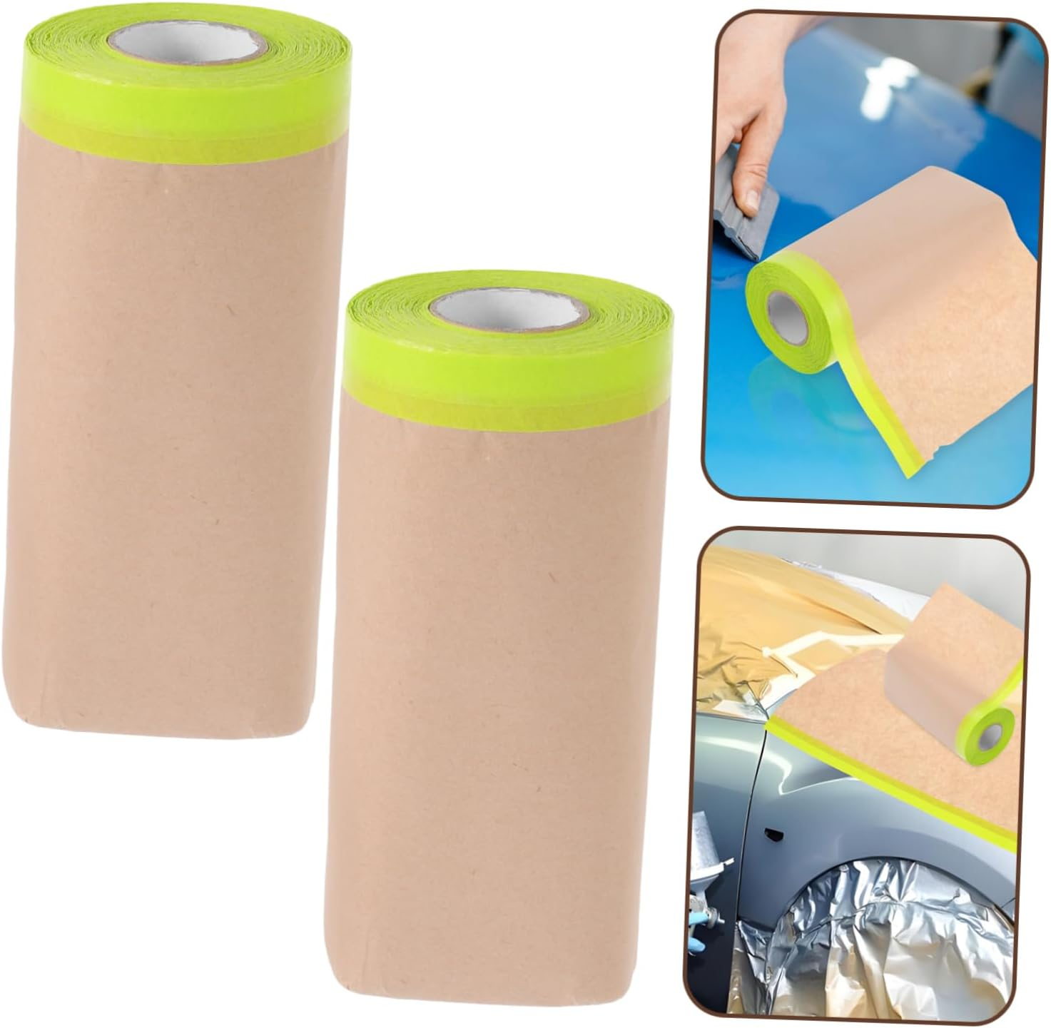 SHOWERORO 5Pcs Pre Taped Masking Paper Painters Paper Adhesive for Automotive Painting Covering Cars Walls image number 3