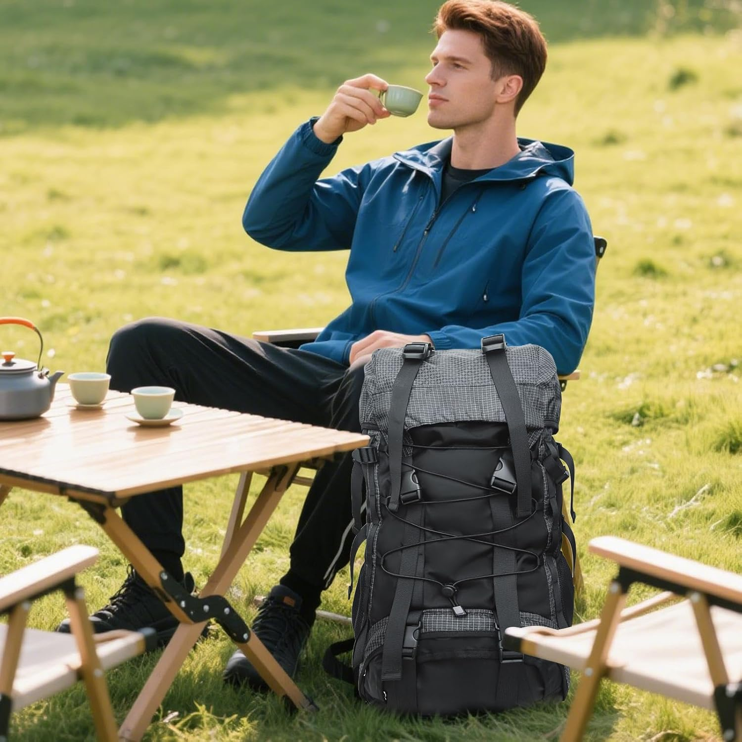 Hiking Backpack - Outdoor Backpack,60L Hydration Waterproof Gear for Travel School Racing Cycling Survival Camping Runners Women Men image number 2