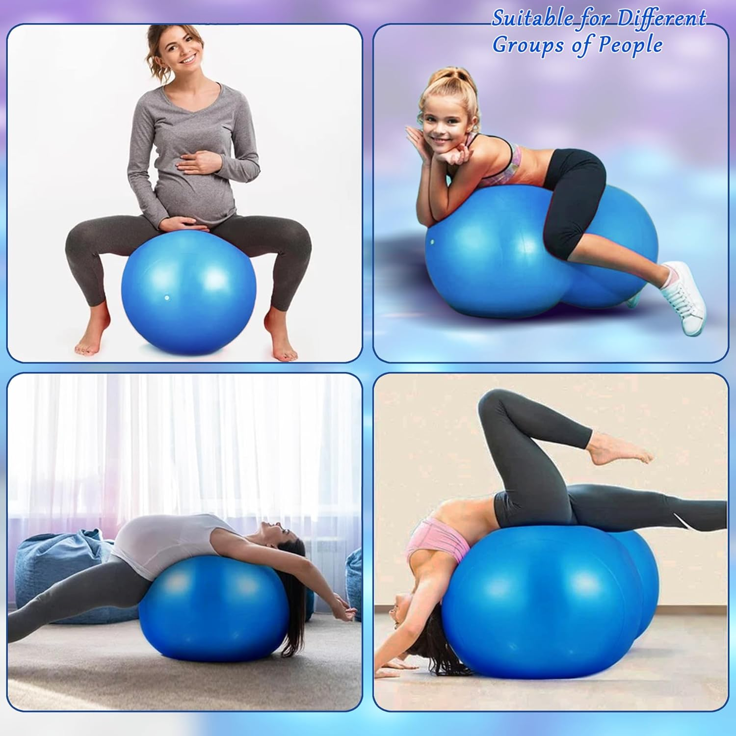 FITNESS MASTER Peanut Yoga Ball Anti-Burst Air Pump Blue 45&times;90 Cm 200Kg Load image number 2