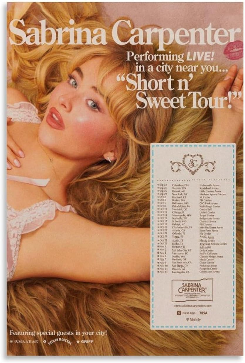 Sabrina Poster Carpenter Emails I Can'T Send Music Album Poster Canvas Painting Wall Art Picture Home Decor Print for Bedroom Living Room Dorm Study Bar Office 16X24Inch(40X60Cm)