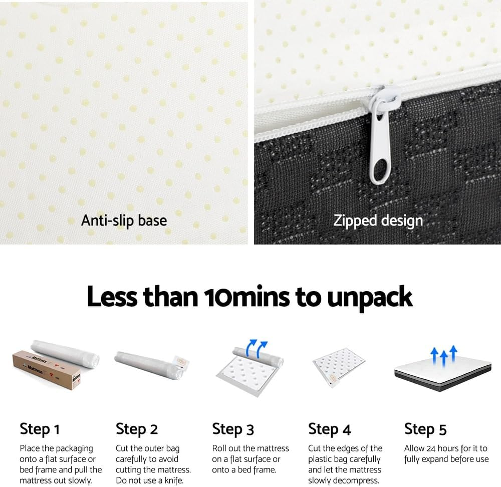 Giselle Bedding 25Cm Thick Double Memory Foam Mattress Topper, Foldable Bed Mattresses Toppers Protector Cool Gel Cover Non Spring Sleeping Mat Home Bedroom, Removable Washable White image number 1