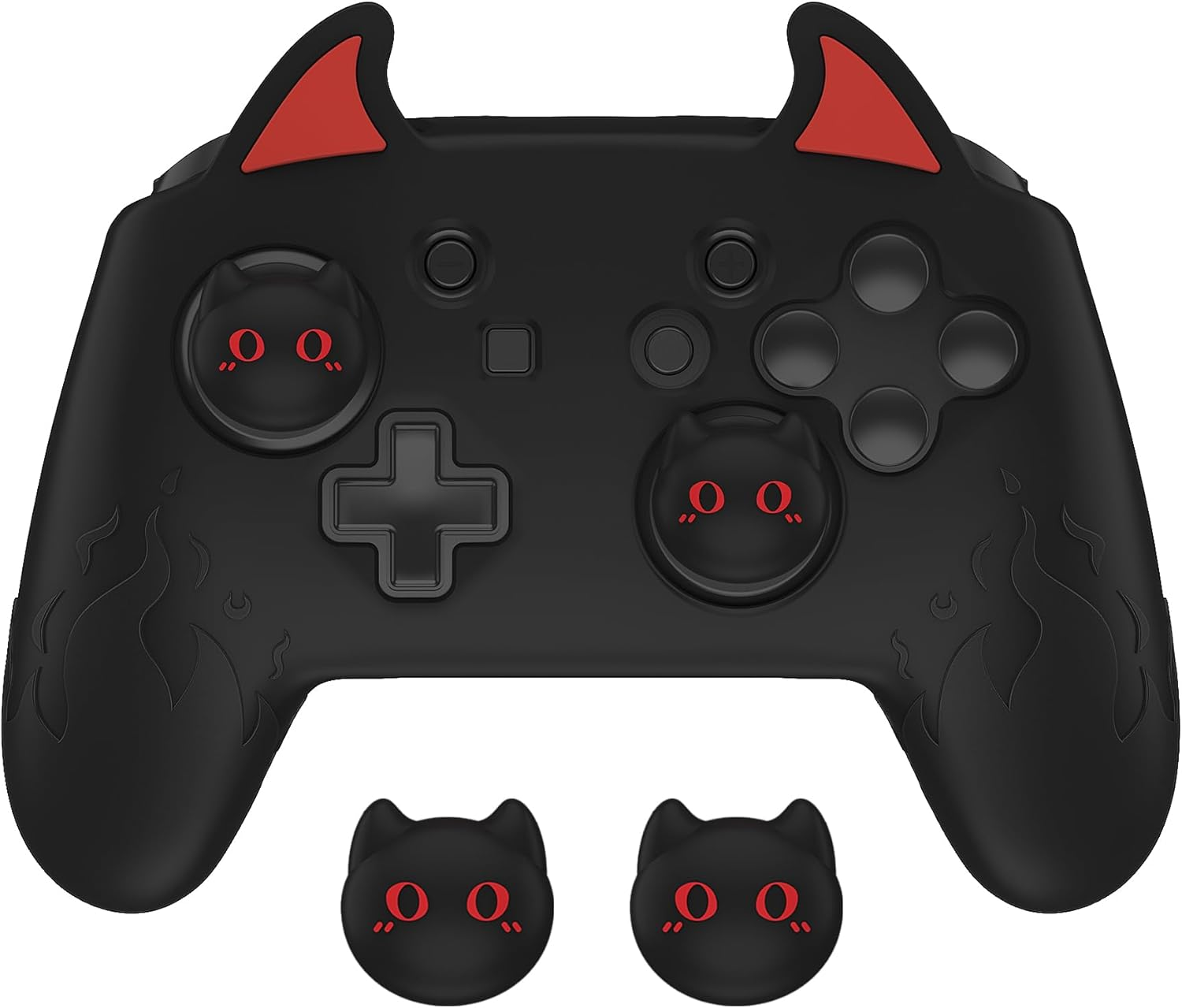 Playvital Cute Demon Silicone Grip Cover for Nintendo Switch Pro Controller, Anti-Slip, Kawaii Protective Skin with Joystick Caps and Stickers Compatible with Nintendo Switch Pro- Purple