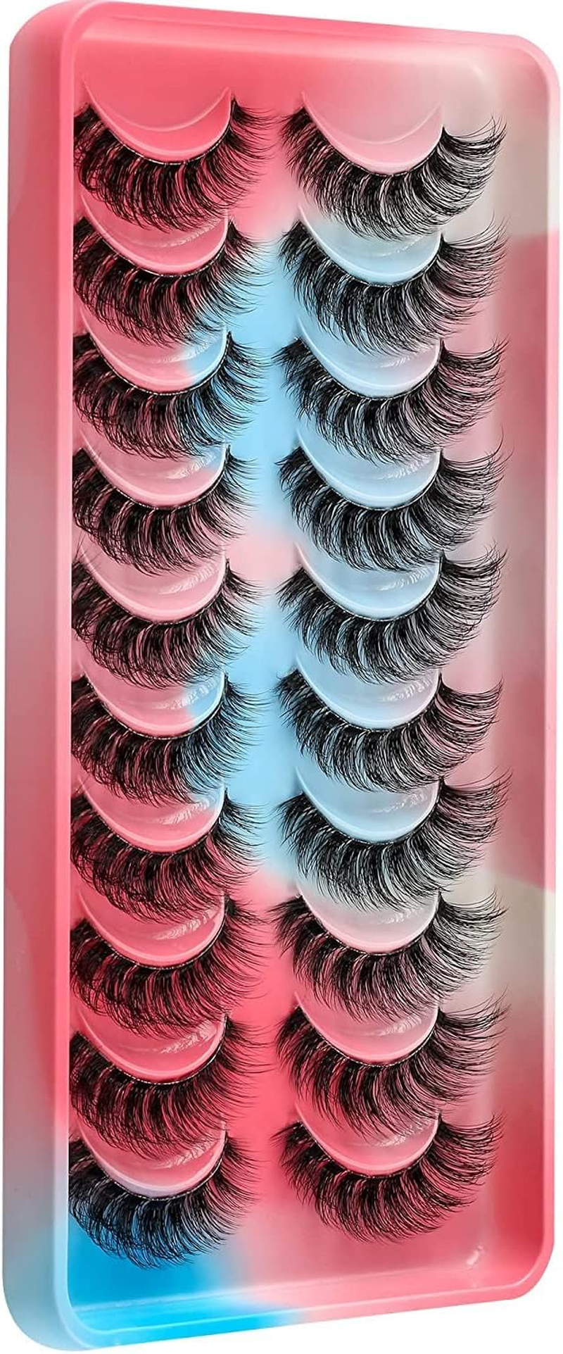 Clear Band Russian Strip Eyelashes C/D Curl Wispy Fluffy Mink Lashes 3D Fluffy Eyelash Manga Lashes Natural Looking False Eyelashes That Look like Individual Clusters Mink Eye Lashes Pack (AG04) image number 3