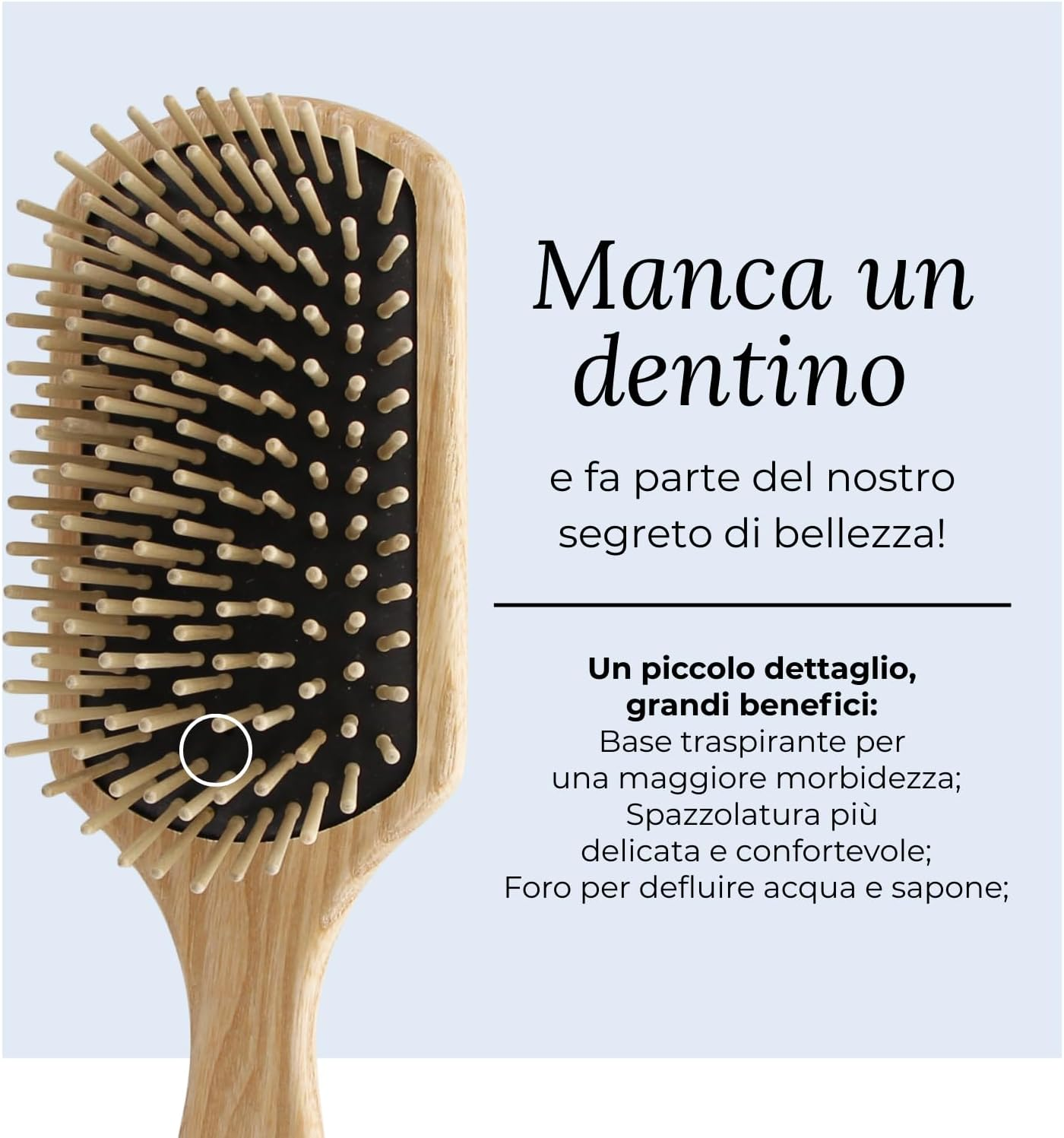 Big Rectangular Paddle Ash Wood Brush - Natural - Tek image number 3