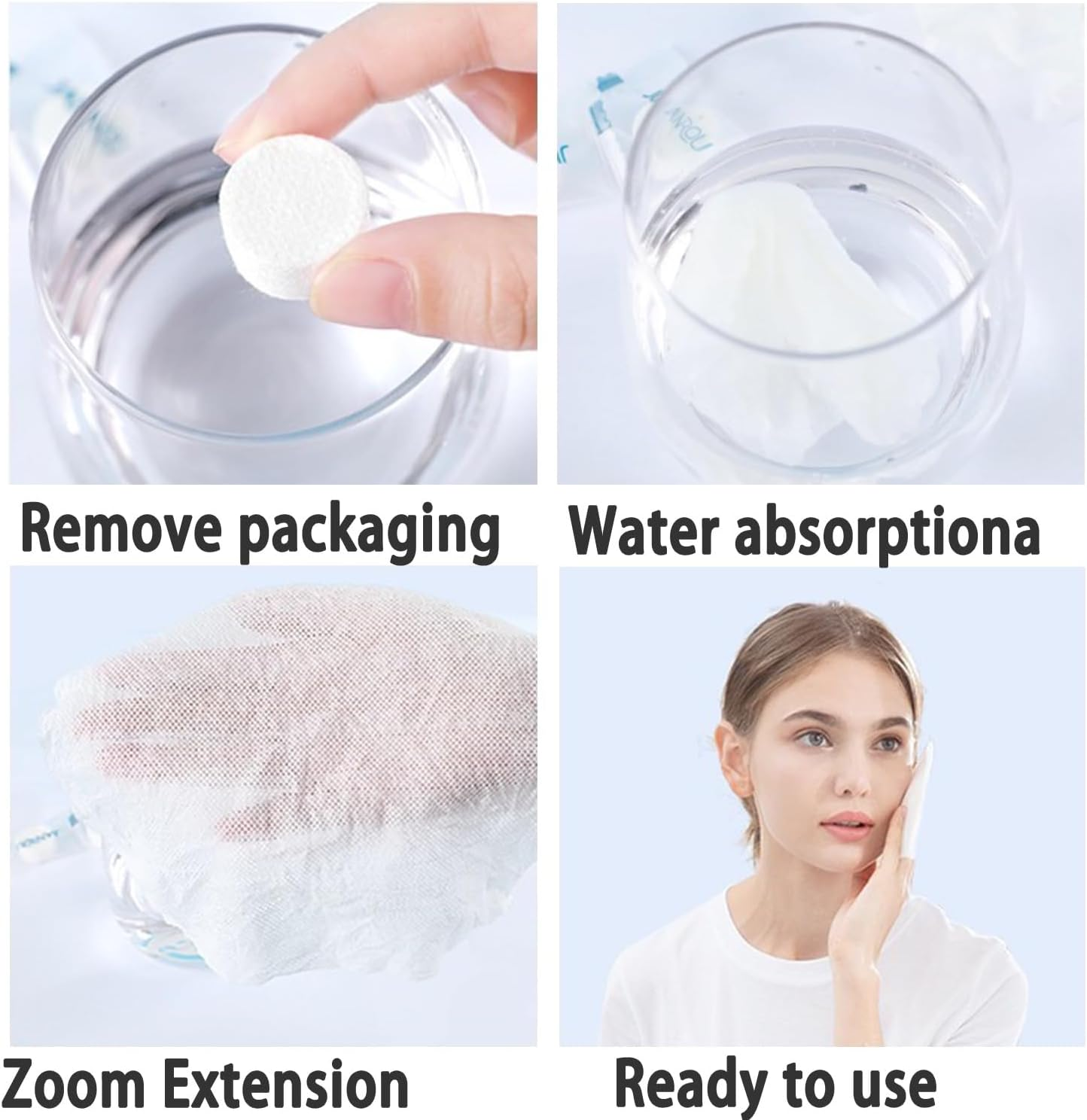 100 Pieces Disposable Face Towel, Compressed Towels Portable Mini Compressed Coin Cotton Tissue for Travel Sports, Beauty Salon or Home Hand Wipes image number 1