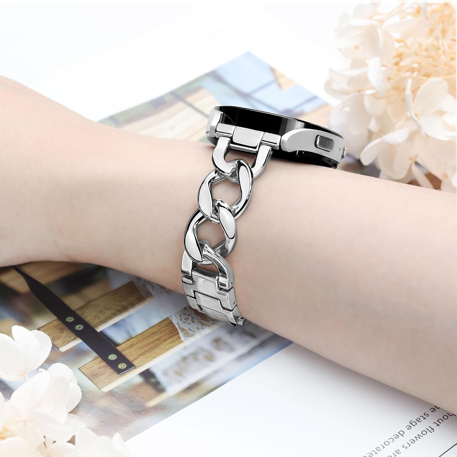 Ocaer Compatible with Samsung Galaxy Watch 7 & 6 Series & Watch 5 Pro & Active 2, Metal Band 20Mm (Silver)