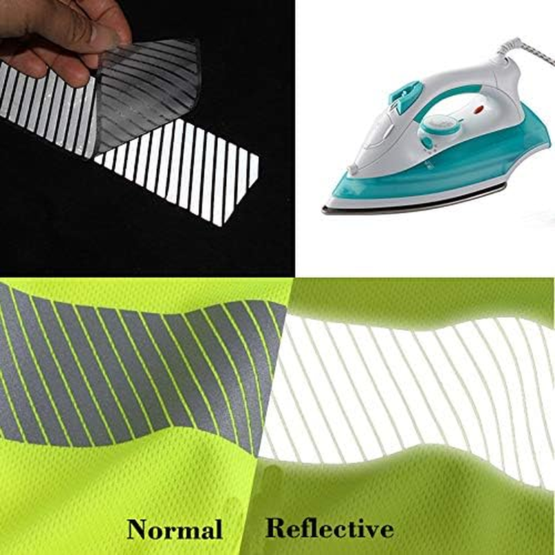 2" Safety Silver Reflective Iron on Fabric Clothing Tape Stripe Heat Transfer Vinyl Film M02, 2" X 33Ft image number 4