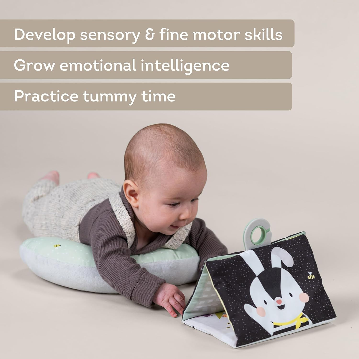 Taf Toys Tummy Time Black & White Double-Sided Crinkle Book & Baby Tummy Time Development Cushion Sensory Stimulation for Newborn Development Ergonomic Tummy Time Toy Baby Toys 0-6 Months Sensory Toys image number 5