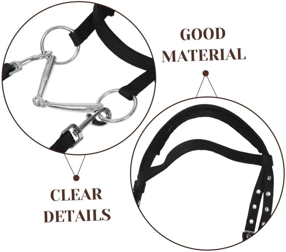 Nylon Halter for Horses,Large Size Black Sturdy Rope Halter Easy to Use,Optimal Horse Training Companion,Quick Change Design,With Adjustable Horse Reins,For Training and Riding Horse Tack Western image number 6