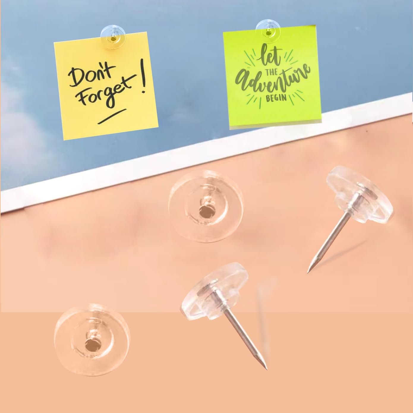 Zanxiny 200Pcs Push Pins,Clear Push Pins, Map Tacks, Clear Thumb Tacks for Cork Board Flat Head Thumb Tacks for Bulletin Board Posters Photos Postcards Maps Office Home Decorative image number 5
