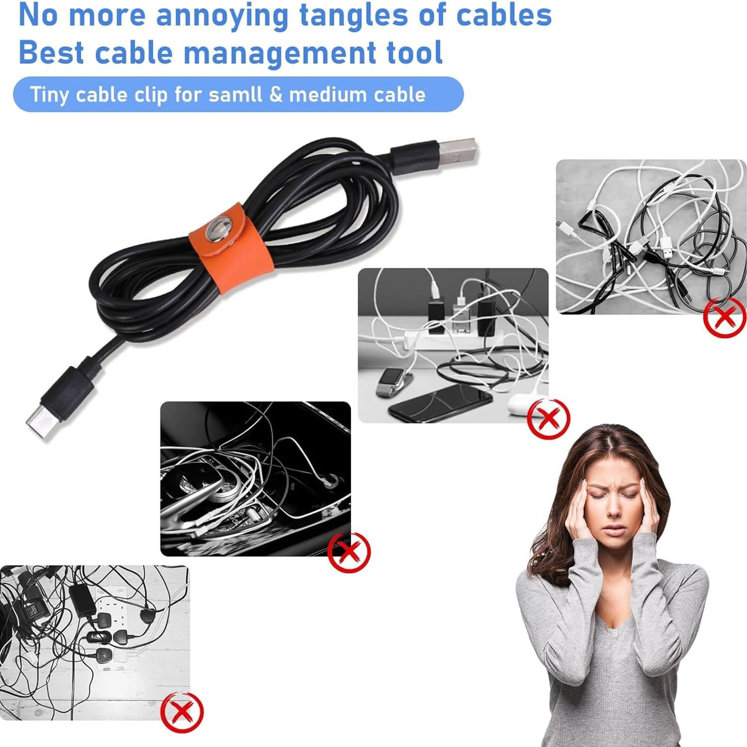 20 Pcs Leather Cord Organizer, Phone Cord Organizer Reusable Straps Clips Wire Ties for Cable Straps, Data Holder Earphone Cable (Colorful) ﻿