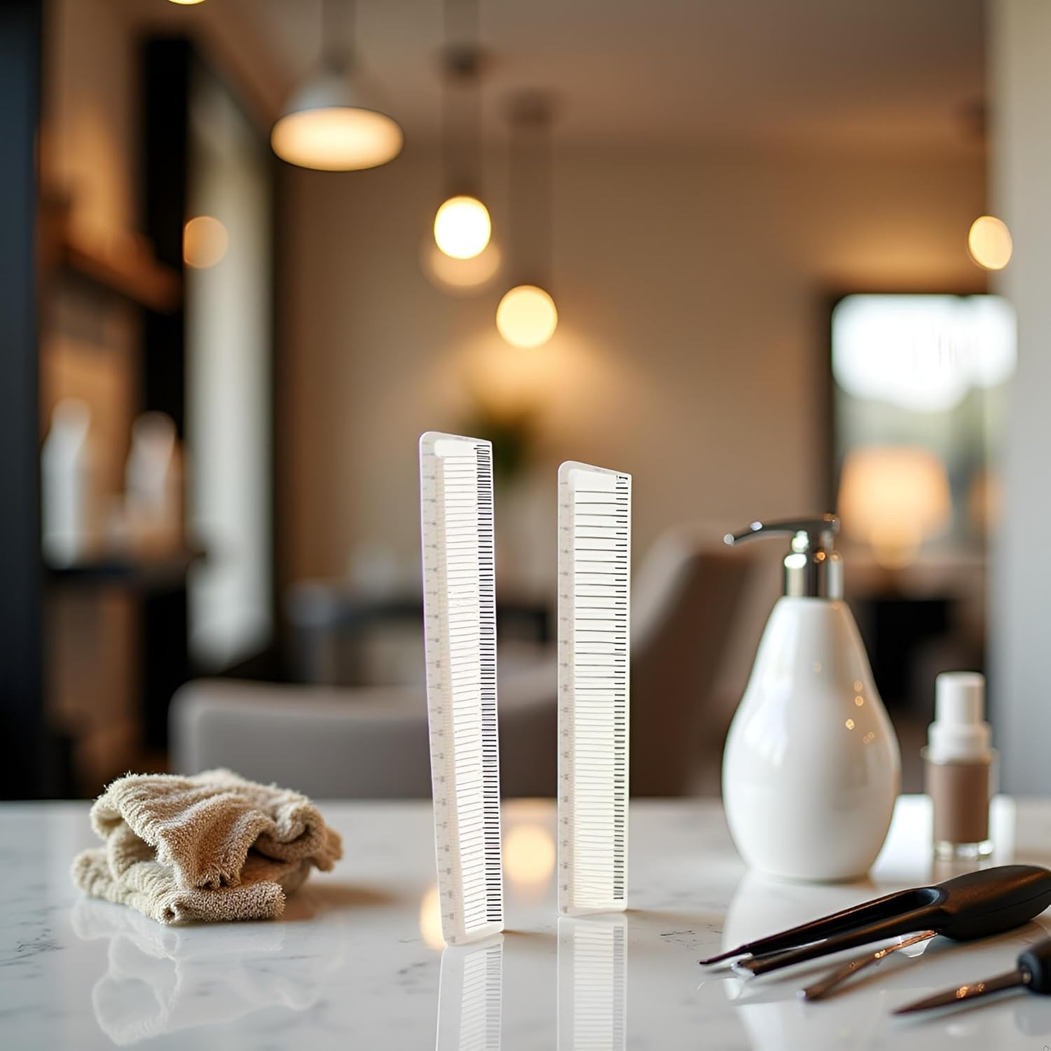 2Pcs White Professional Hair Cutting Combs Set, Salon Hair Styling Measure Combs, anti Hairdressing Barber Styling Tools and Appliances image number 5