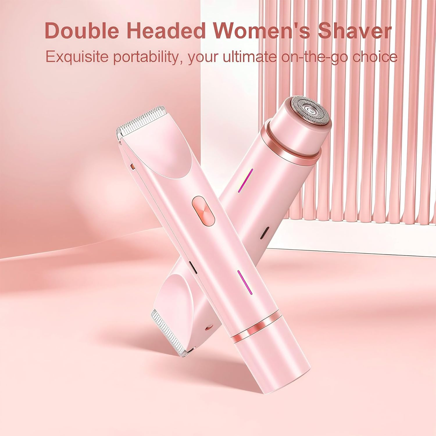 2 in 1 Electric Razors for Women, 2025 New Bikini Trimmer for Women,Rechargeable Bikini Shaver, Waterproof Dual Head Shaver, Painless Hair Removal (Coral Pink) image number 3