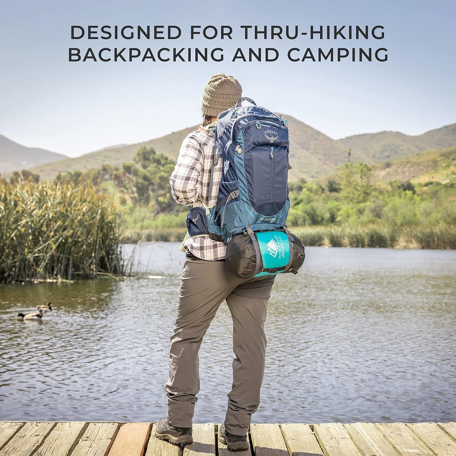 Hyke & Byke Eolus 30 F Hiking & Backpacking Sleeping Bag - 3 Season, 800FP Goose down Sleeping Bag - Ultralight - Blue/Lime Green - 87In - Long image number 6