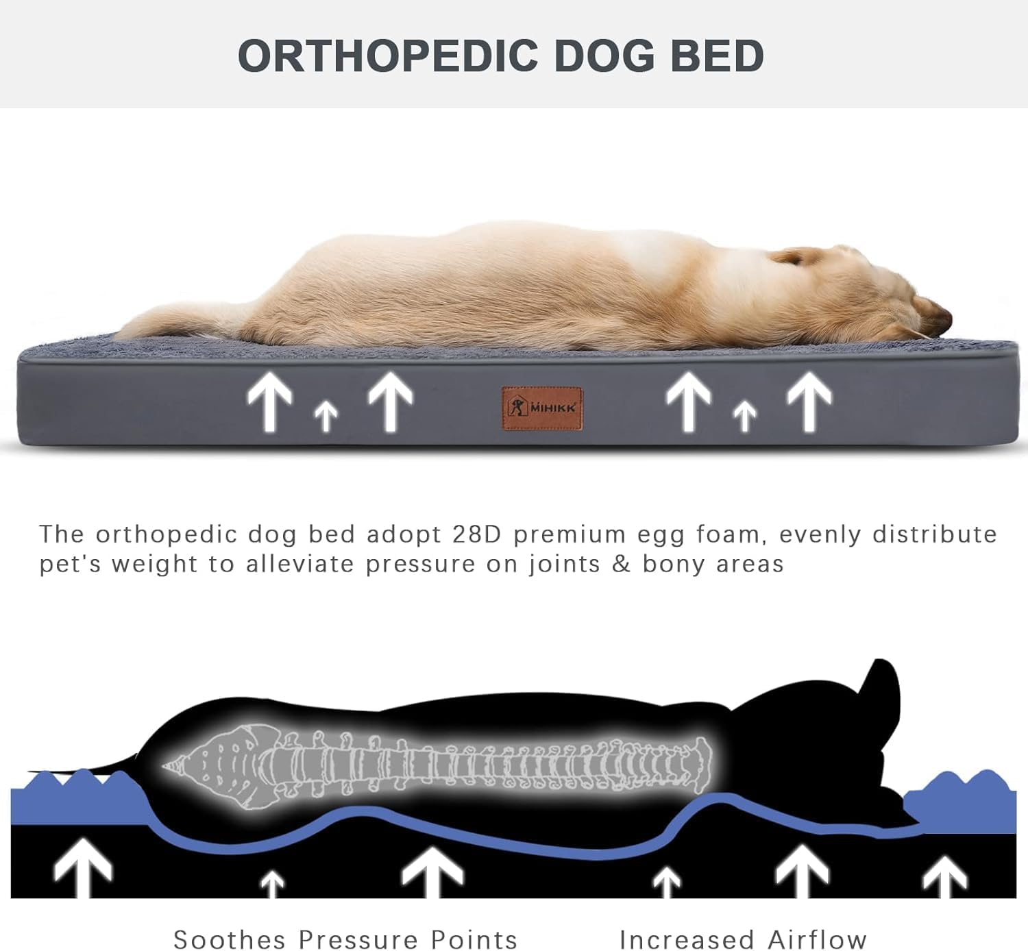 Dog Bed, Dog Sofa Beds for Medium Large Dogs, Memory Foam Anxiety Pet Bed with Warm Mattress Cushion, Washable Dog Bedding Firm Support Pet Crate Bed image number 3
