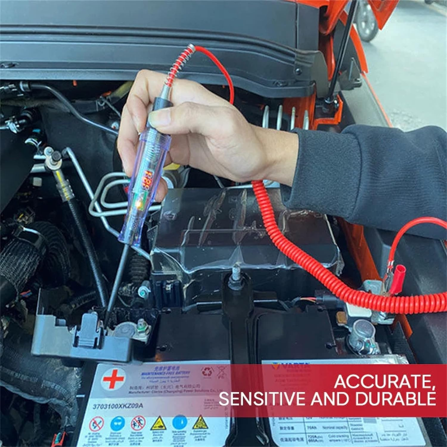 Automotive Test Light Digital LED Circuit Tester 6V/12V/24V Auto Electric Tester Light Tool with Voltmeter and Probe for Checking Vehicle Car Truck Motorcycle Boat Fuses Car Checker (A, One Size) image number 5