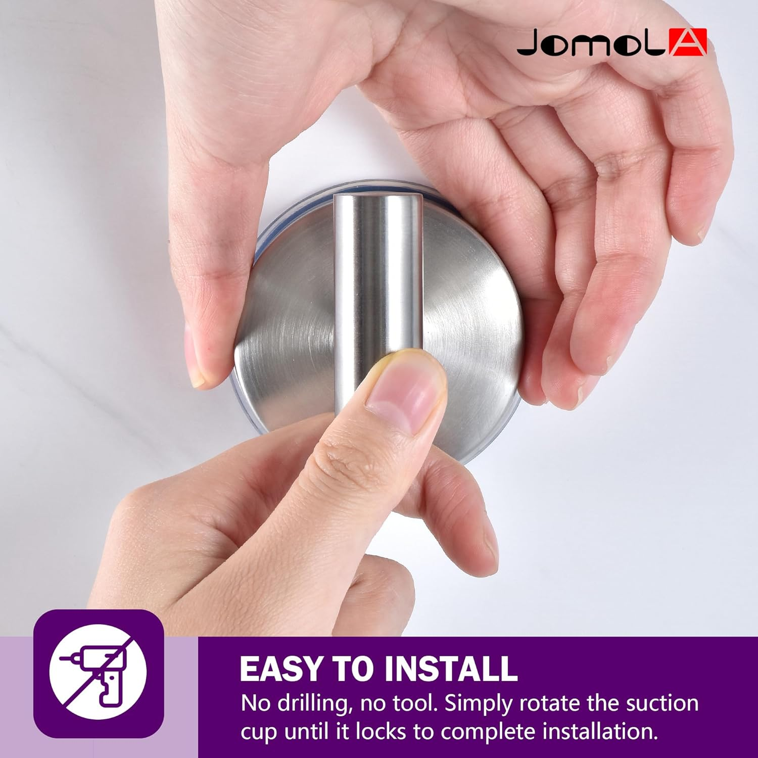 JOMOLA Suction Cup Hooks Shower Wall Stainless Steel Vacuum Shower Hook Heavy Duty Bathroom Suction Towel Holder for inside Shower Coat Hooks Wall Hanger for Door Glass Kitchen Brushed Silver 4Pcs image number 6