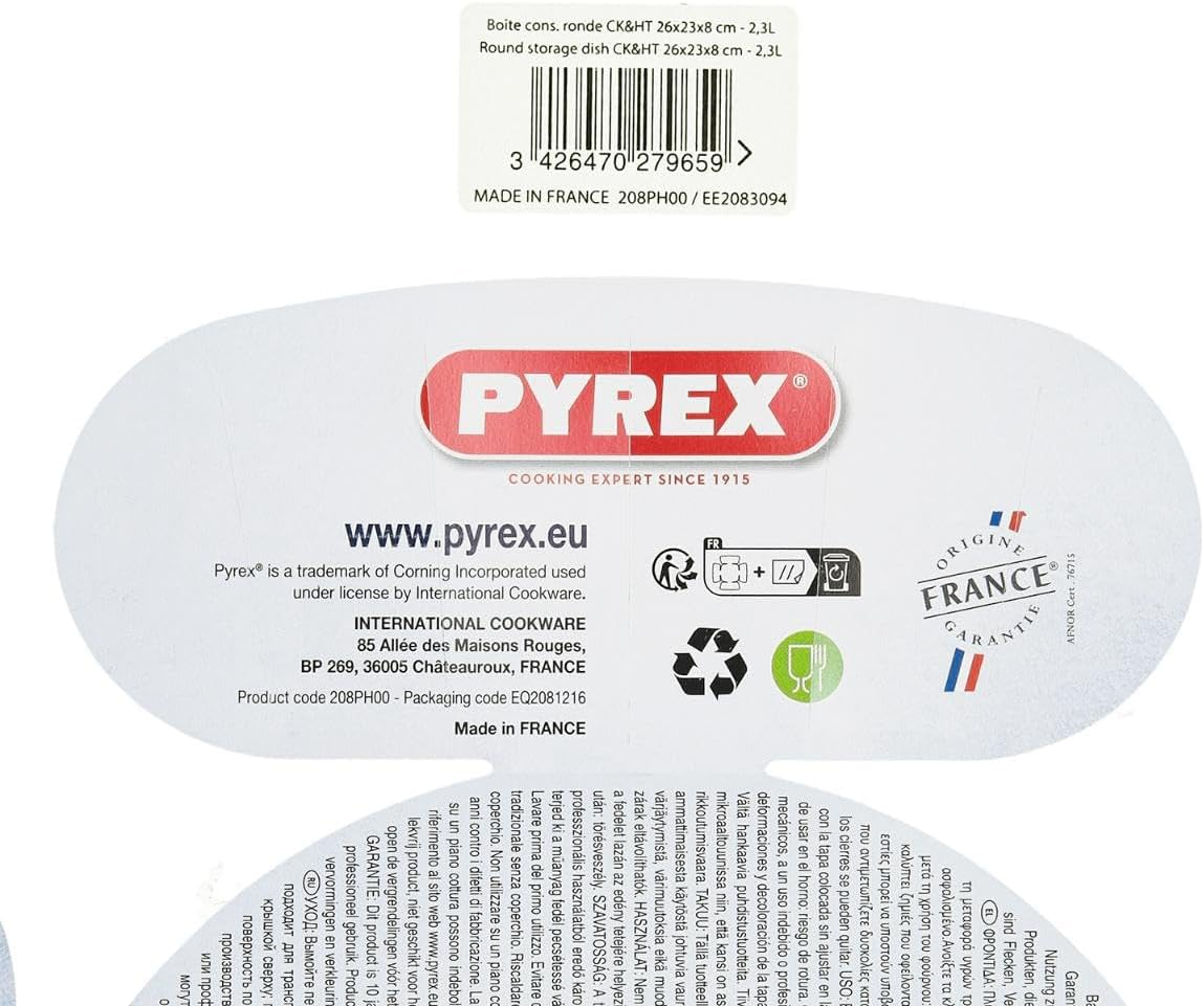 Pyrex 208PH00 Microwavable Glass Storage Container, Clear image number 5