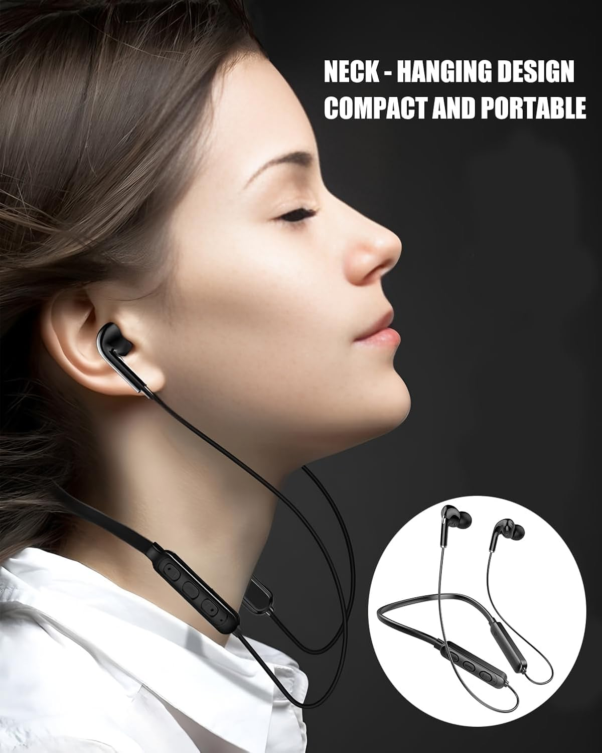 Bluetooth 5.1 Neckband Earphones Bluetooth Earphones Wired Sport with Noise Cancelling Mic, Magnetic Headset Lightweight Neckband Headset for Running Waterproof Sweat for Cycling Workout GYM Home