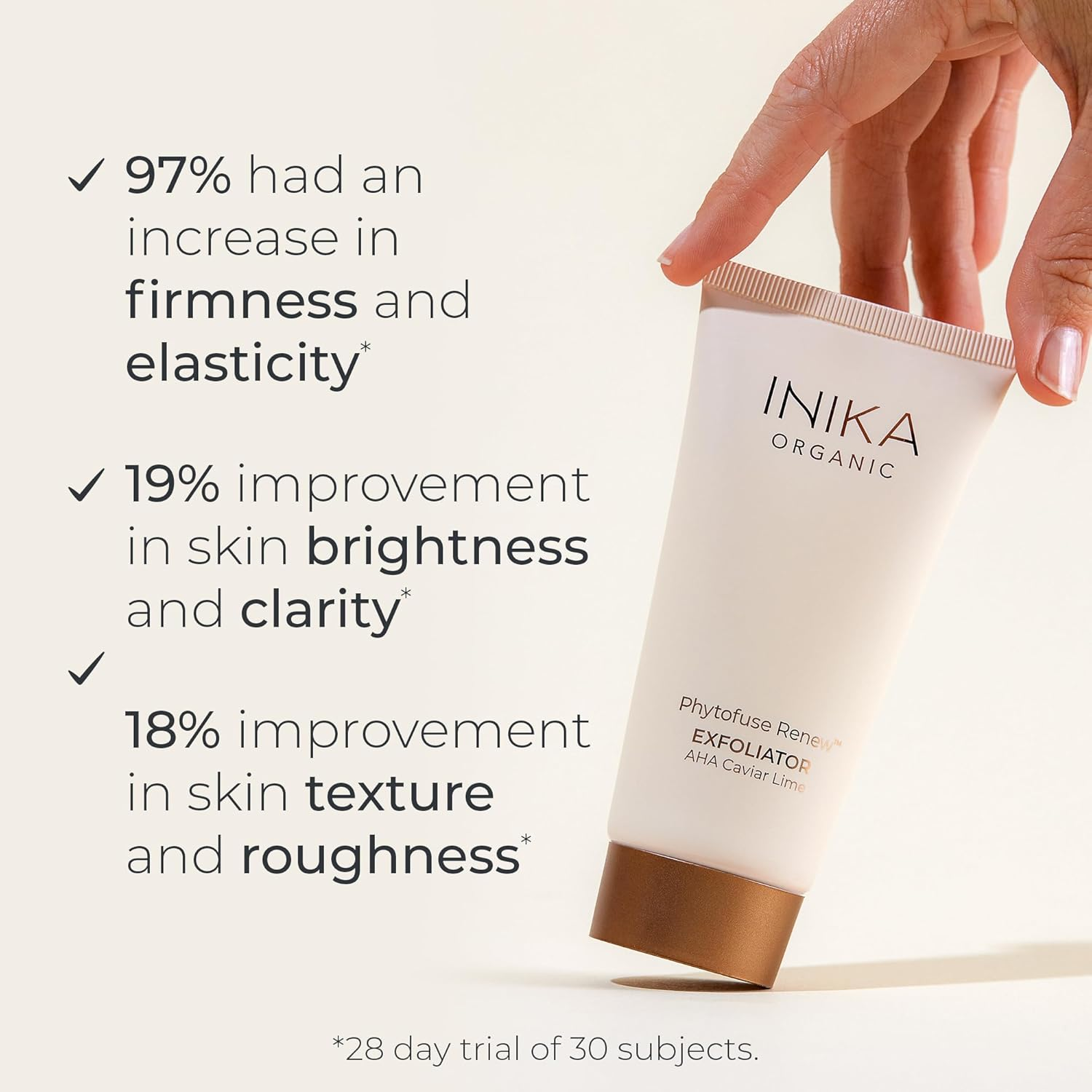 INIKA Organic Phytofuse Renew Exfoliator | Ahas and Natural Exfoliating Bamboo + Pumice for Soft, Smooth & Balanced Skin. Combined Physical + Chemical Exfoliation with Nourishing Ingredients. 75Ml image number 1