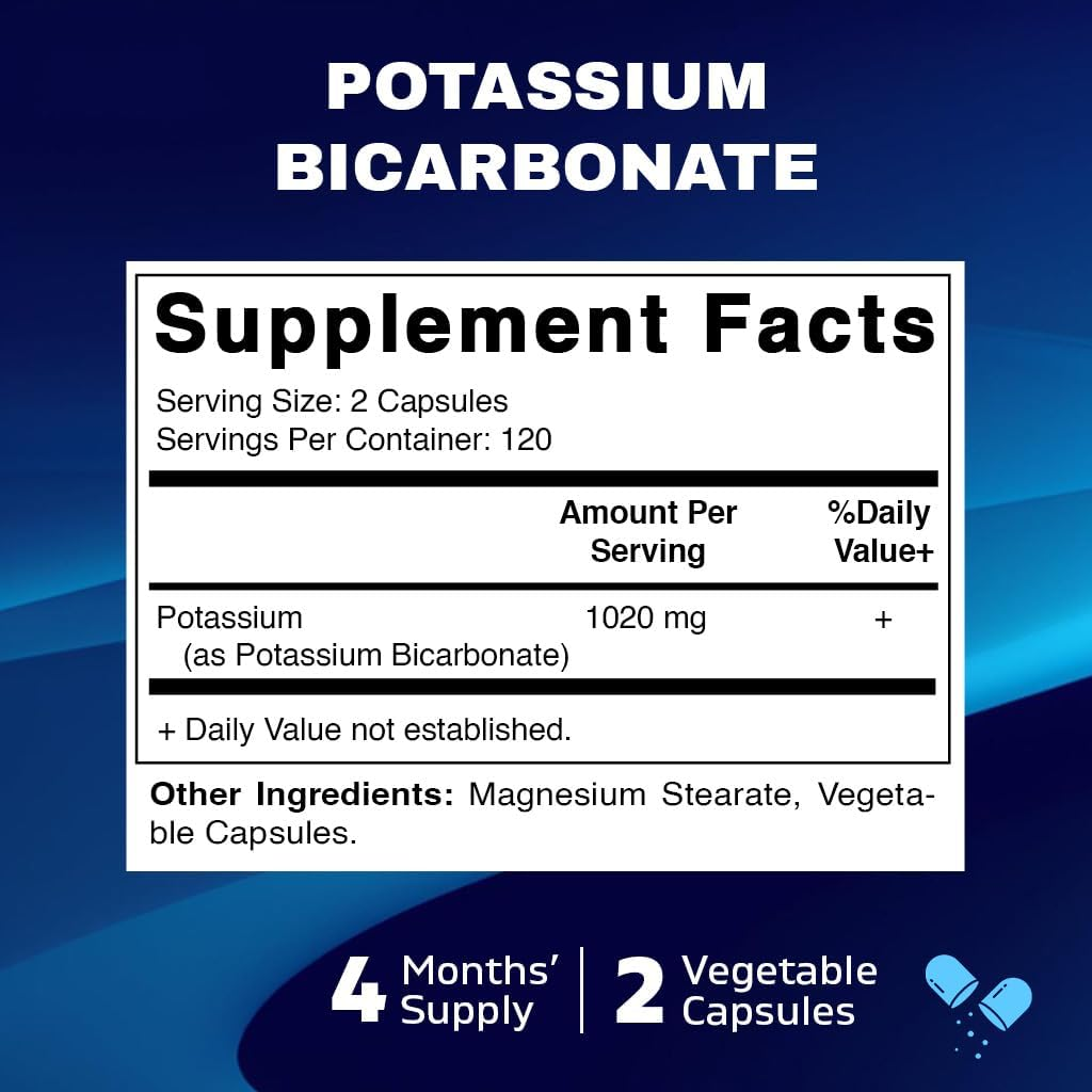 Vitamatic Potassium Supplement, 1020 Mg, 240 Vegtable Capsules - Non-Gmo - Gluten Free - Made in USA image number 1