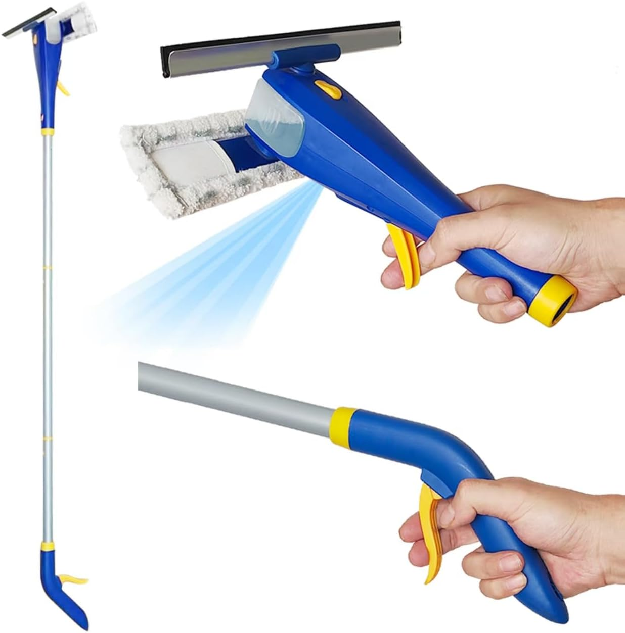 XUCAI Window Squeegee with Spray - 59'' Spray Window Cleaner Extendable Window Cleaning Tool Combo with Spray Bottle for Glass Clean Solution