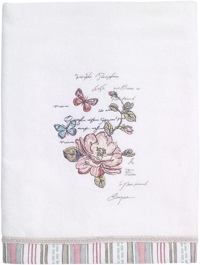 Avanti Linens Butterfly Garden Collection, Embroidered Bath Towel, White image number 2