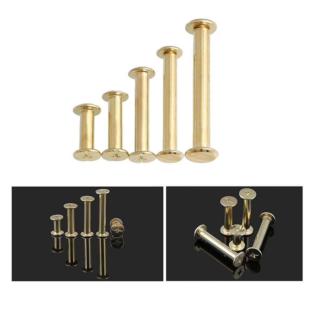 100 Sets Binding Chicago Screws, 5 Size Screw Posts for Bookbinding, Leather Photo Albums, round Flat Head (M5X5/6/8/10/20 Mm) image number 1