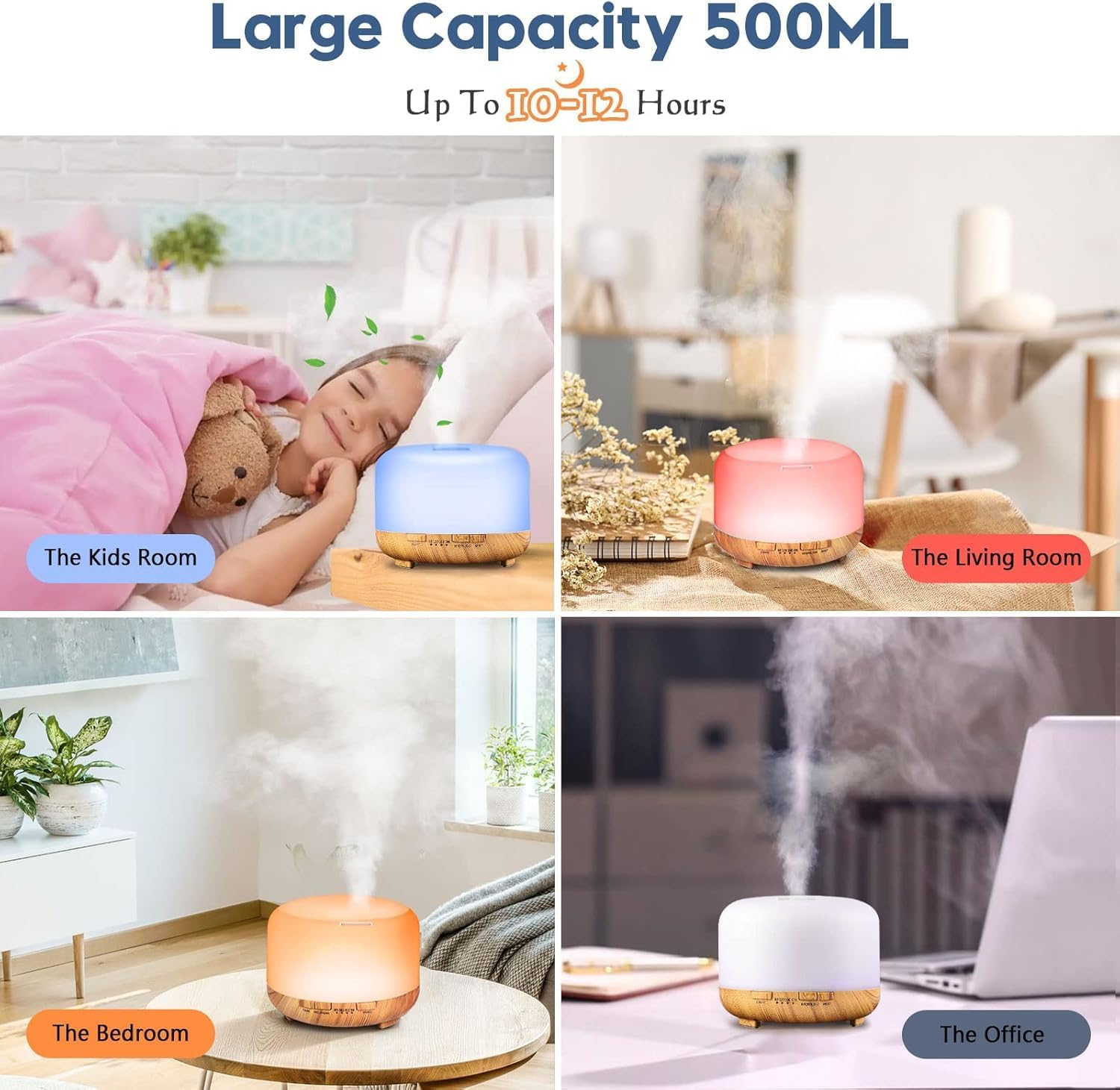 Essential Oil Diffusr, Air Humidifier, Household Fragrance Machine,Quiet Premium Aromatherapy Humidifier, Natural Home Fragrance Aroma Diffuser,7 Colors Light for Bedroom ﻿ image number 1