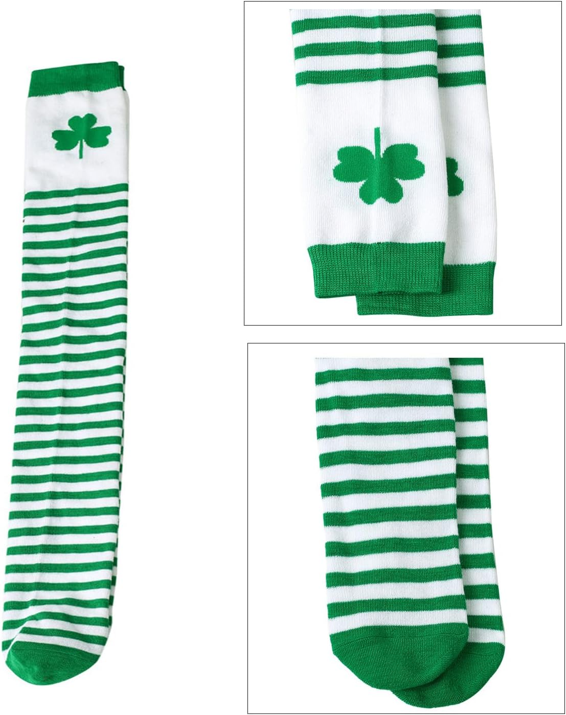 LERTREE over Knee Stockings Irish Party Socks & Green Stripe Fingerless Arm Warmer Gloves for St. Patrick&rsquo;S Day Costume for Women image number 2