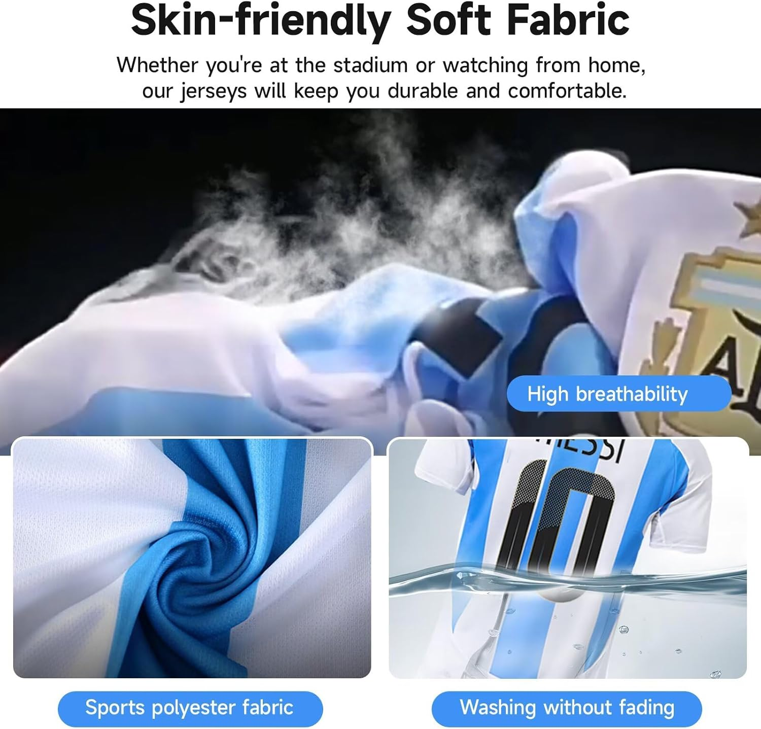 ZVCXOE Argentina Home Football Jersey Set No. 10 Children'S Jersey Football Training Suit #10 T-Shirt Shorts Socks Set Suitable for 5-13 Years Old image number 2