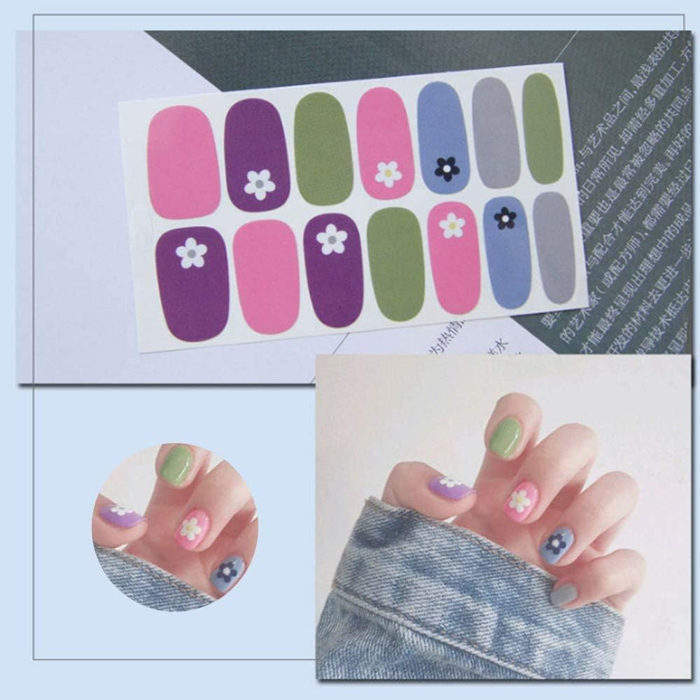 8 Sheets 112 Pieces Wraps Nail Polish Stickers Self-Adhesive Nail Art Decals Strips Manicure Kits Nail Designs image number 4