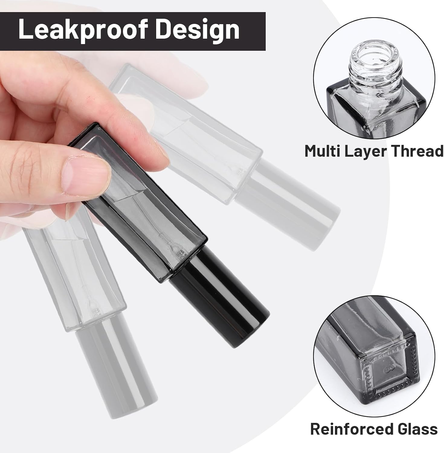 Segus Perfume Atomiser 10Ml, 10 Pcs Glass Refillable Perfume Bottle, Aftershave Spray Bottle, Empty Fragrance Atomiser, Travel Aftershave Dispenser for Handbag, Pocket, Purse (Black) image number 1