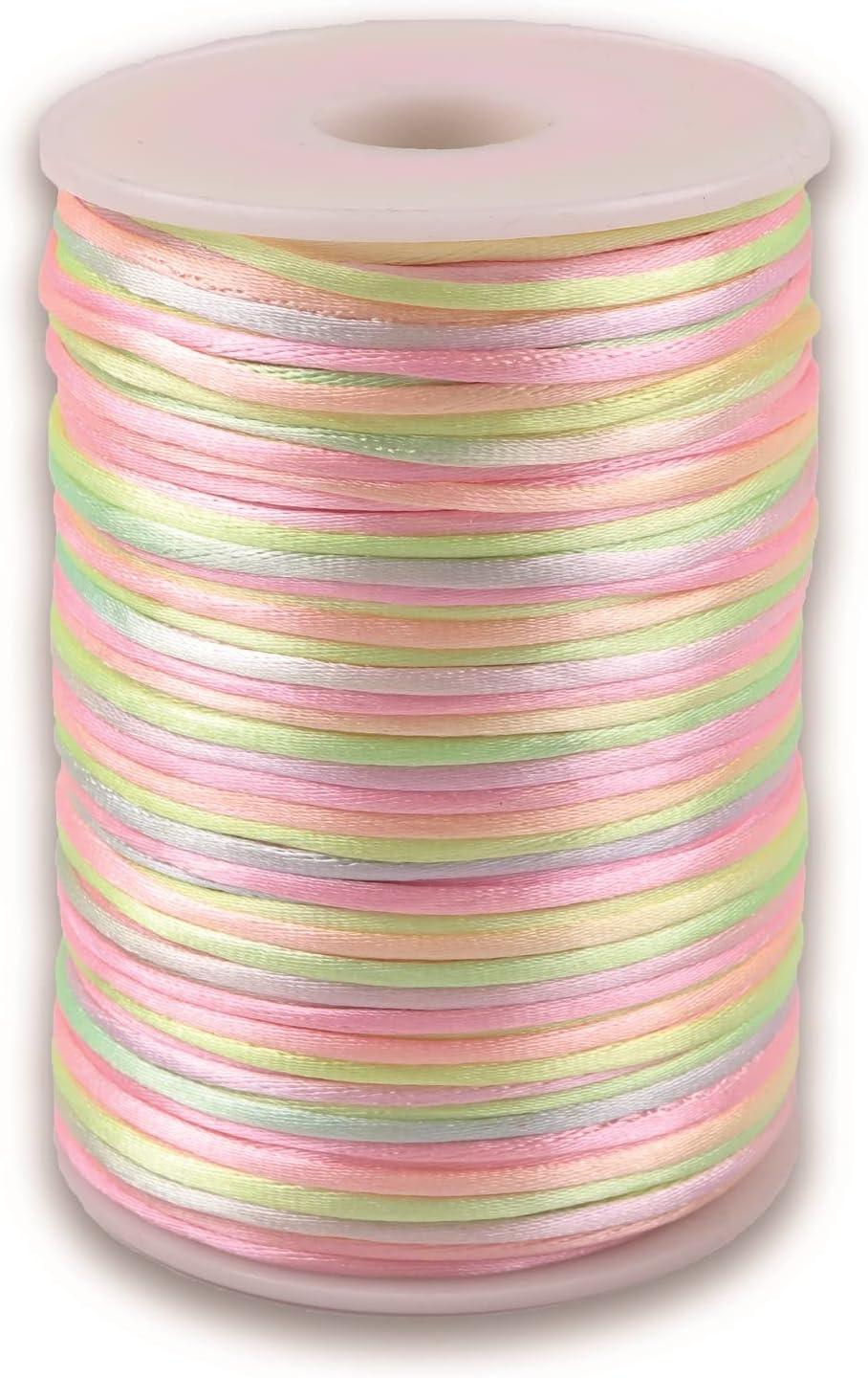 100Yard 2Mm Rattail Satin Nylon Trim Cord Rainbow Bracelet Beading String Silk Cord for Beading Jewelry Making Chinese Knotting Kumihimo Christmas Tree 6 image number 1