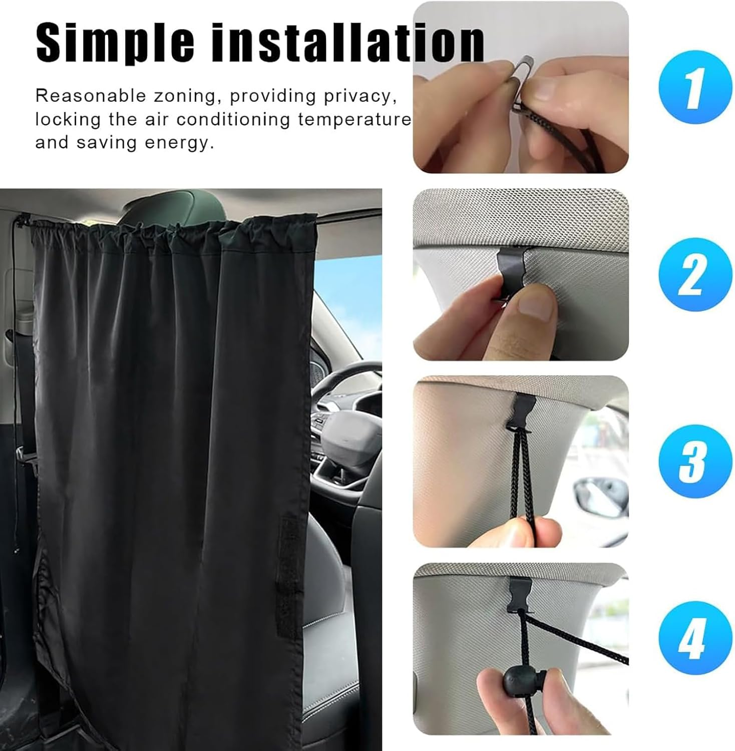 BEANPRECOY 3Pcs Car Privacy Curtains 95 Percent Blackout Car Window Covers UV Protection for Car Camping Breathable Comfortable Easy to Clean Rear Seat Curtains Adapt to All Kinds of Cars Suvs Pickups image number 5