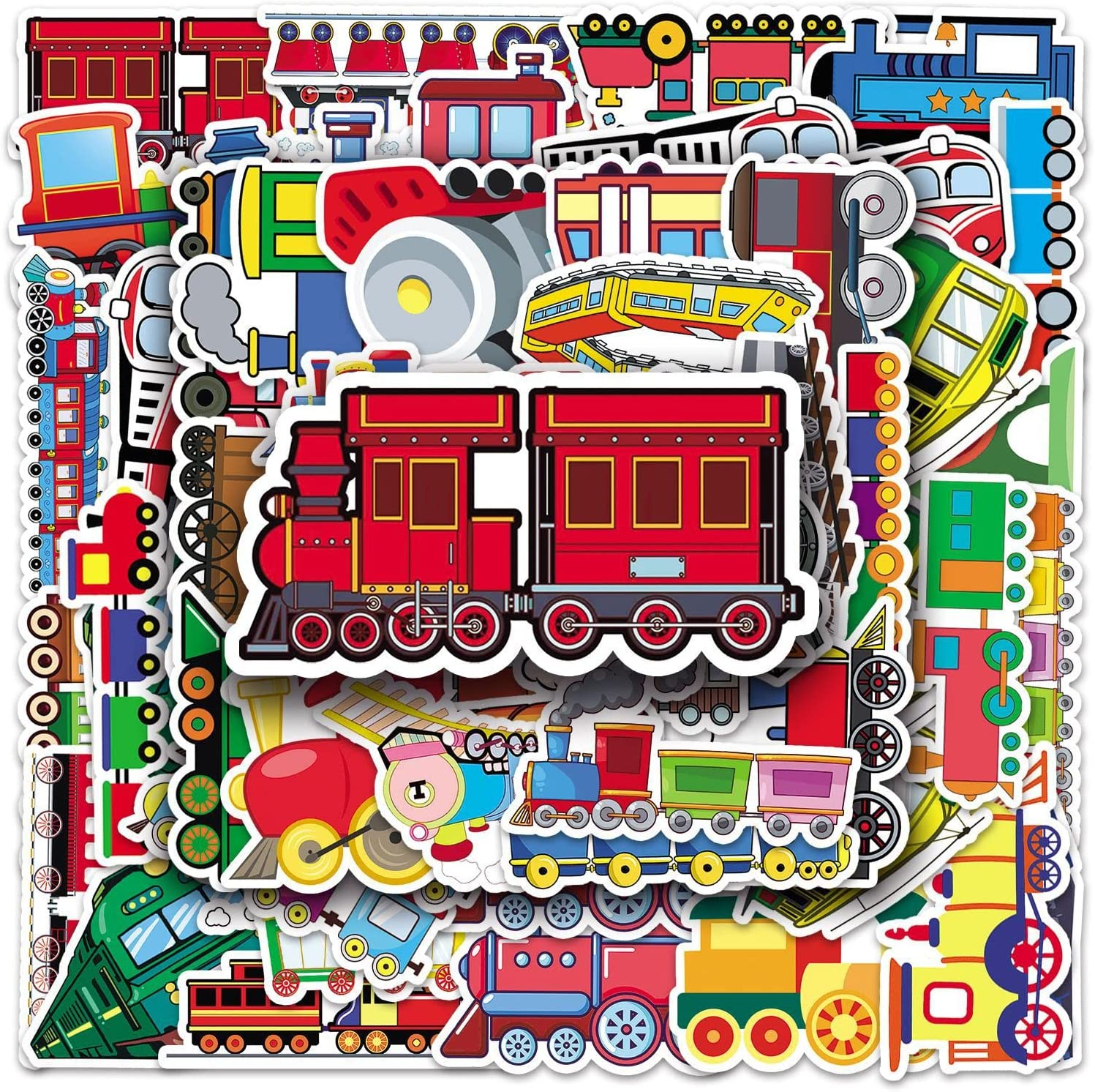 50 Packs Train Stickers Water Bottles Laptop Phone Motorcycle Computer Guitar Skateboard Hydroflasks Train Vinyl Sticker Waterproof Aesthetic Trendy Decals for Teens Girls Adults