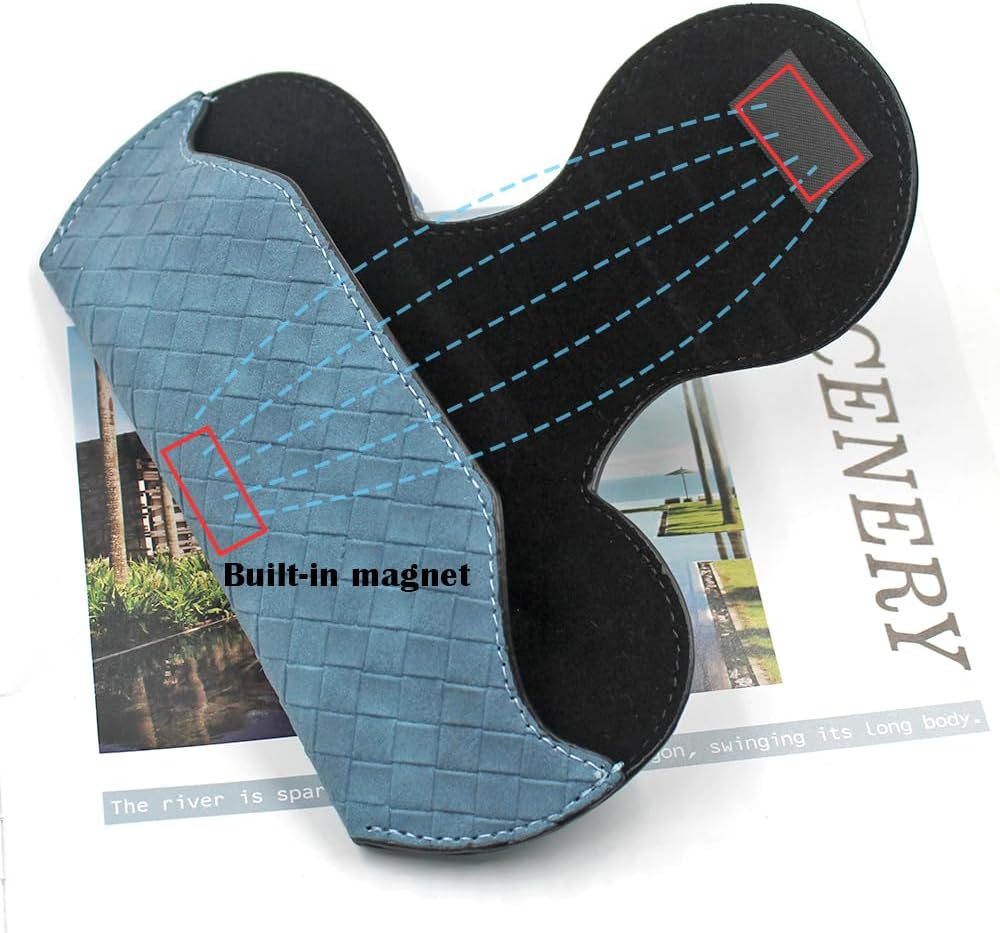 2 Pcs Sunglasses Holder for Car Visor, AIFUDA Eyeglass Holder Organizer Box Leather Glasses Case with Clips for Car Visor Automotive Interior Visor Accessories image number 1