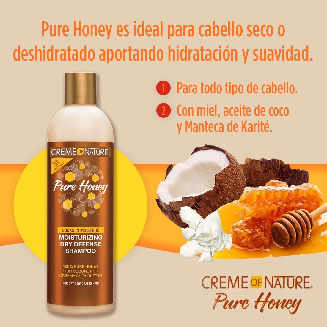 Creme of Nature Coconut Oil & Shea Butter Shampoo By,Dry Defense for Damaged Hair, Formula with Pure Honey, 12.07 Fl Oz image number 3