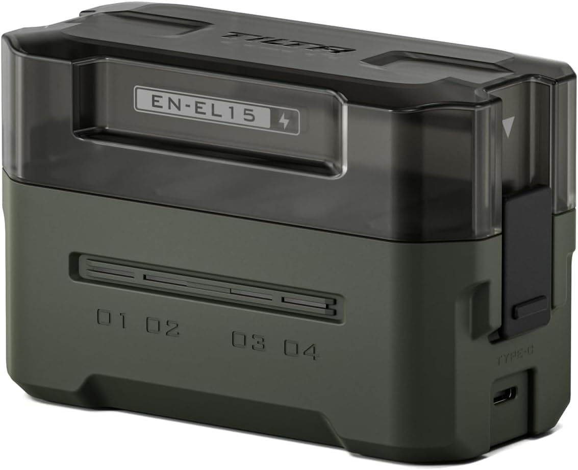 Tilta EN-EL15 Portable Charging Station - Green | Charge 4 Batteries W/Usb-C PD 45W Fast Charge | Compatible with Nikon Z8, Zf, Z7II, Z6II, Z7, Z6, Z5, D850, D810, D750, D610, D500, D7500, D7200 image number 4