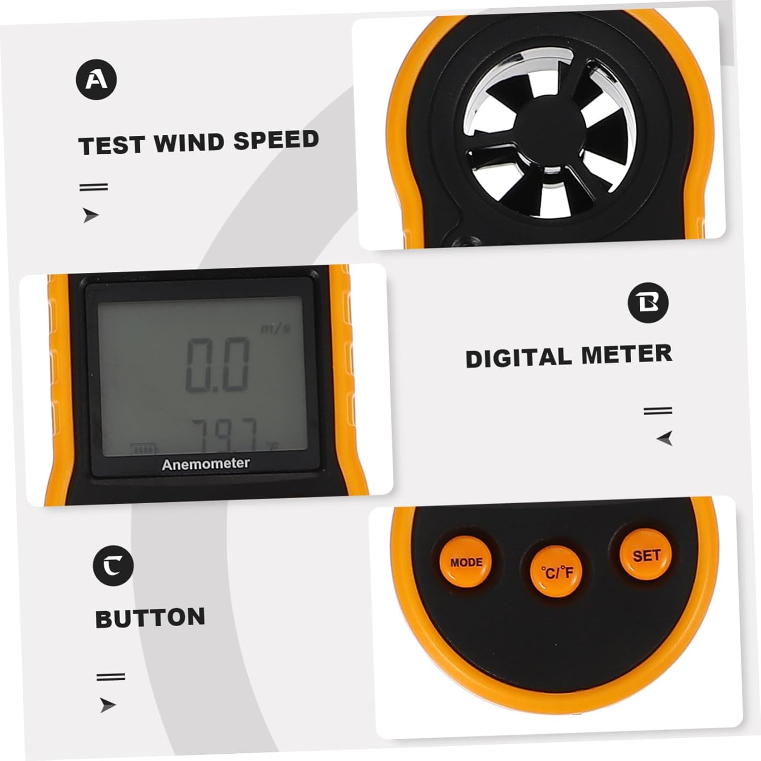 Digital Handheld Anemometer with Backlight for Wind Speed and Temperature Measurement Units Airflow Gauge for HVAC and Duct Vent Testing High Accuracy Wind image number 6